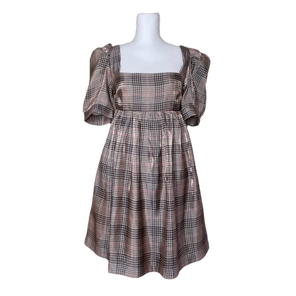 en saison plaid organza mini dress Dylan Plaid Organza Mini Dress